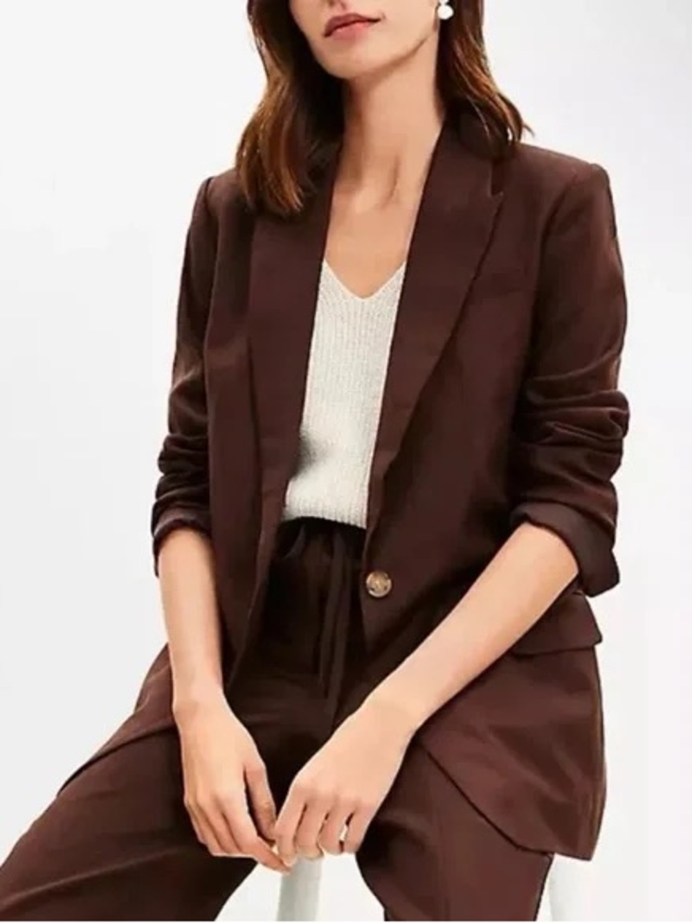 LOFT Linen-Blend Oversized Blazer